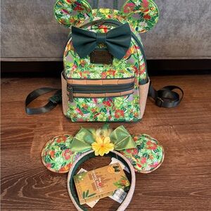 Disney Loungefly Minnie Mouse Main Attraction Enchanted Tiki Room Backpack Ears